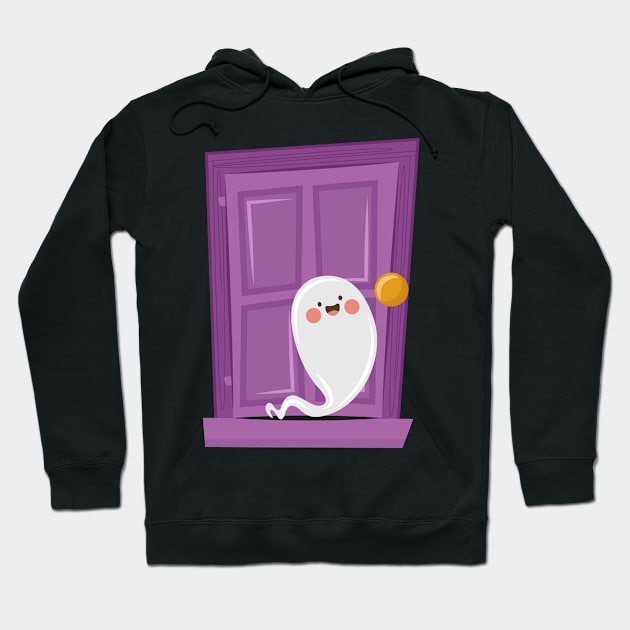 Halloween Ghost In front Door Hoodie by holidaystore